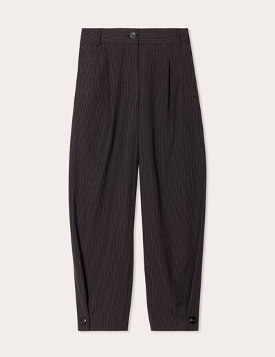 Pantalon balloon taille haute gris femme