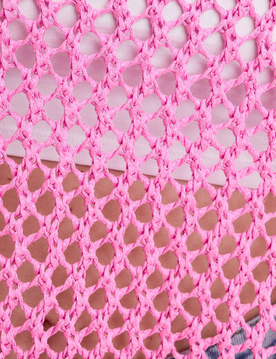 Débardeur ajouré aspect dentelle rose femme