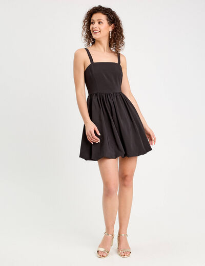 Robe évasée effet boule noir femme