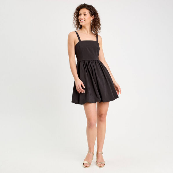 Robe évasée effet boule noir femme