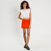 Jupe-short ceinturée contenant du lin orange femme
