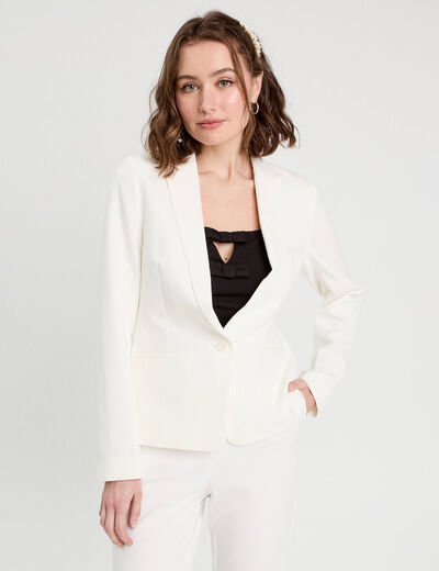 Veste blazer droite ecru femme