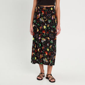 Jupe longue évasée noir femme