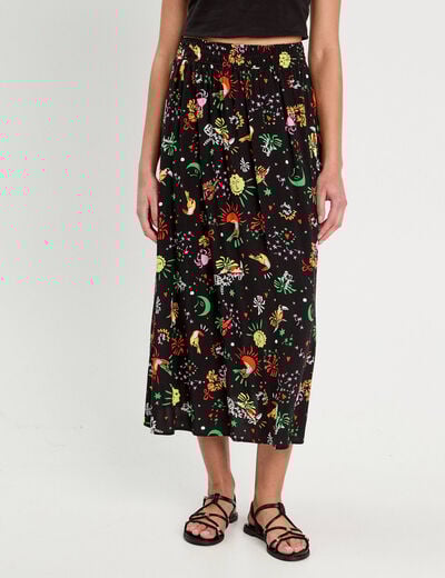 Jupe longue évasée noir femme