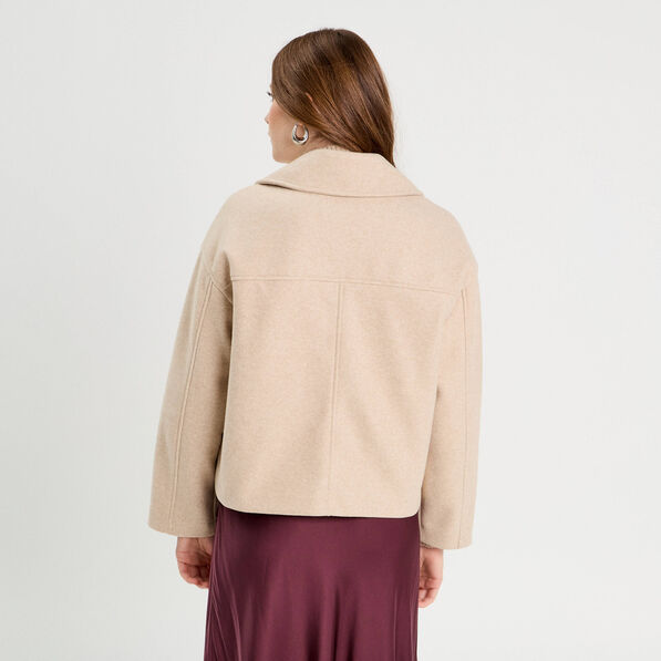 caban court boutonne beige femme Caban court boutonné beige femme