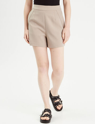 Short ajusté beige femme