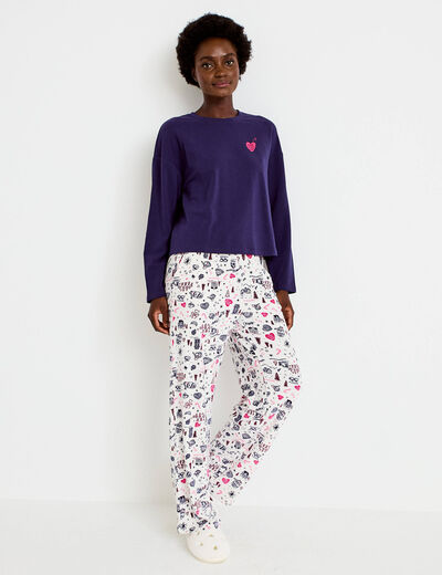 Pyjama manches longues blanc femme