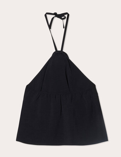 Caraco détail fleur noir femme