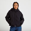Veste droite &agrave; capuche manches longues noir femme