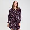 Robe courte droite col chemise noir femme