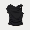 Top asym&eacute;trique d&eacute;tail bijou noir femme