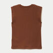 T-shirt col rond sans manches marron femme