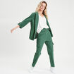 Pantalon cargo 7/8ème ceinturé vert foncé femme