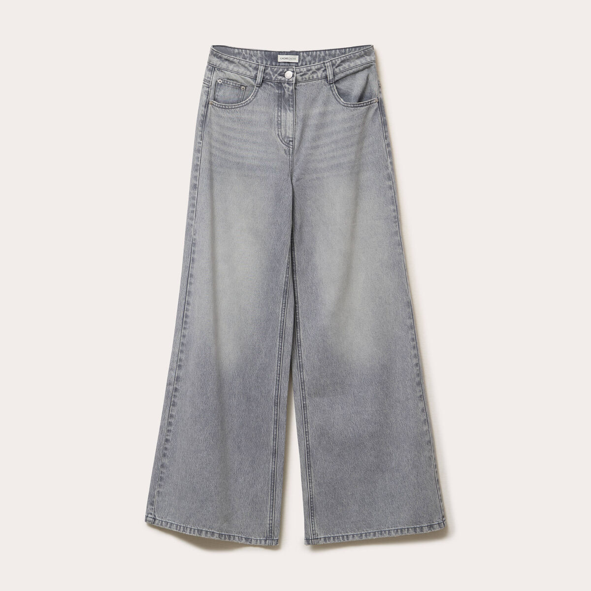 Jeans wide leg ultra large denim gris femme