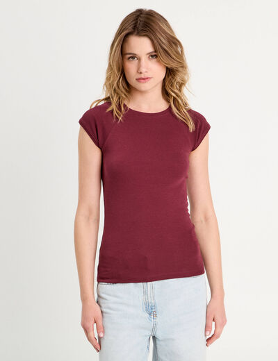 T-shirt manches courtes violet foncé femme