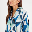 Chemise manches 3/4 bleu femme