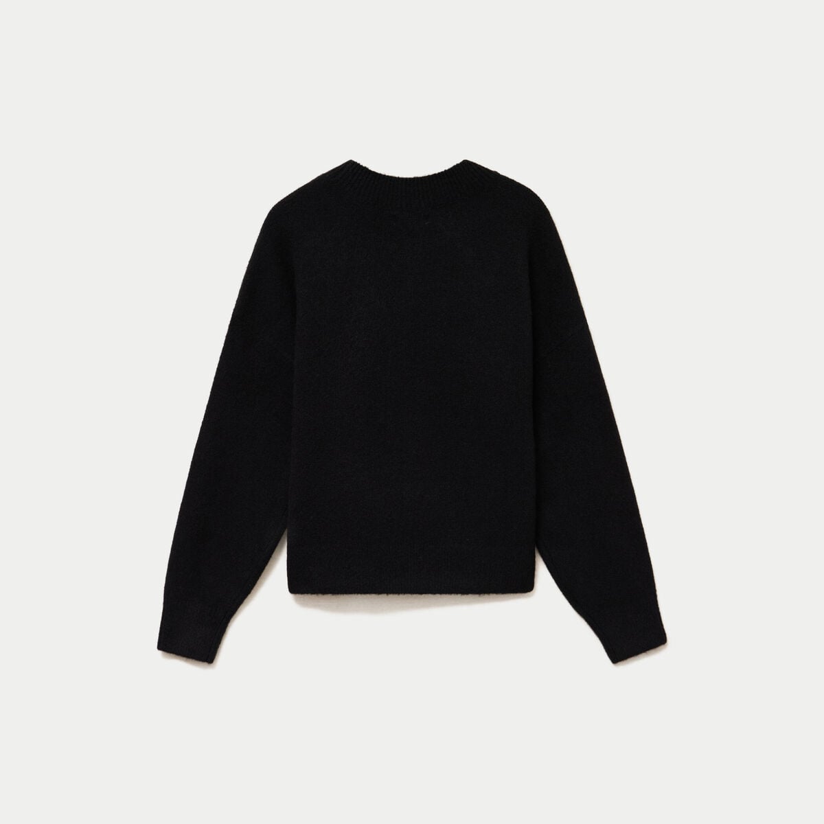 Pull ample col rond manches longues noir femme