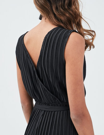 Combinaison pantalon plissée noir femme