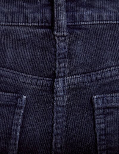 Pantalon droit en velours bleu marine femme