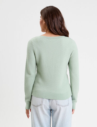 Pull col bateau vert pastel femme