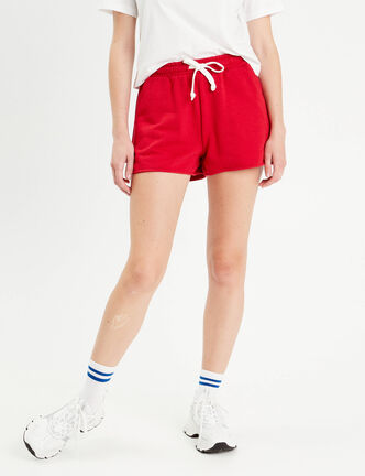 Short de jogging regular rouge femme