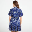 Robe courte &eacute;vas&eacute;e col chemise bleu marine femme