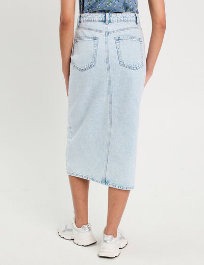 Jupe crayon taille standard denim bleach femme