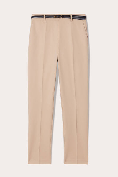 Pantalon cigarette ceinturé sable femme