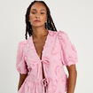 Blouse manches courtes noeuds rose poudrée femme