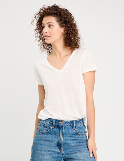 T-shirt noeuds dos ecru femme