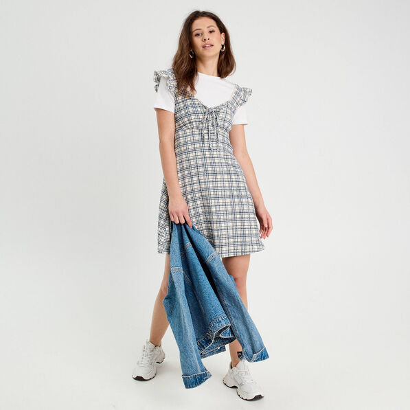 Robe trapèze sans manches blanc femme