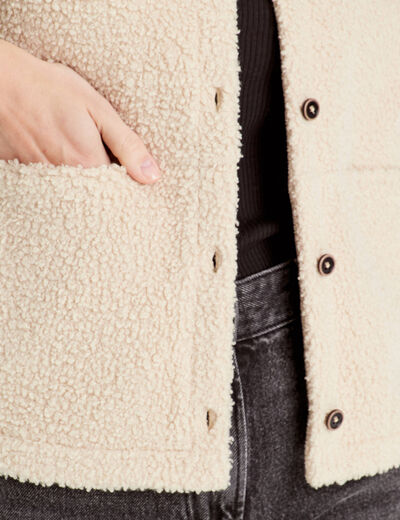 Gilet sans manches effet polaire ecru femme
