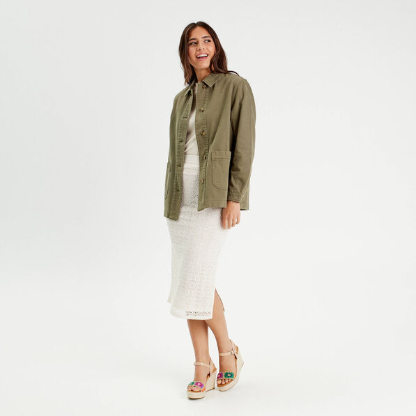 Jupe midi droite crochet ecru femme