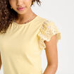 T-shirt manches brodées jaune clair femme