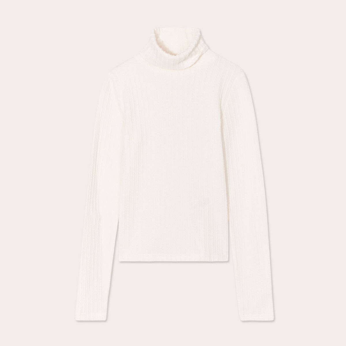 T-shirt col roulé ecru femme
