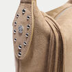 Sac port&eacute; &eacute;paule d&eacute;tails clout&eacute;s marron femme