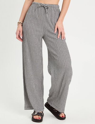 Pantalon large fluide noir femme