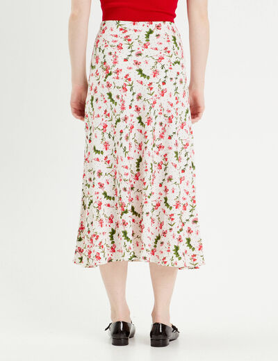 Jupe midi évasée fluide blanc femme
