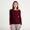 T-shirt motif en relief violet fonc&eacute; femme
