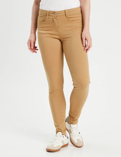 Jeans slim 5 poches camel femme