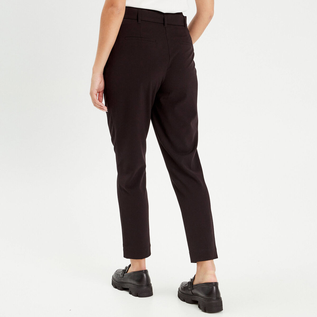 Pantalon paperbag fluide noir femme