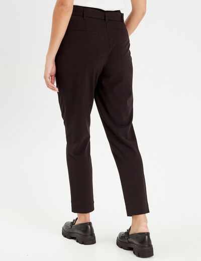 Pantalon paperbag fluide noir femme