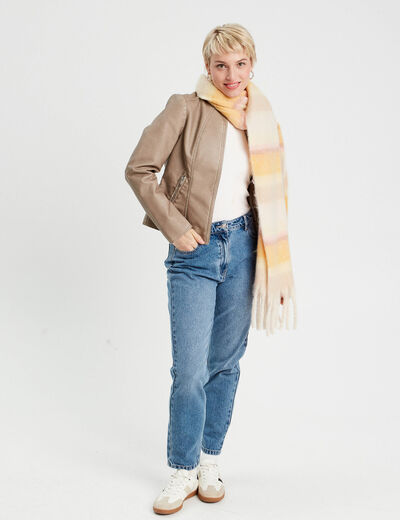 Veste ajustée simili cuir sable femme