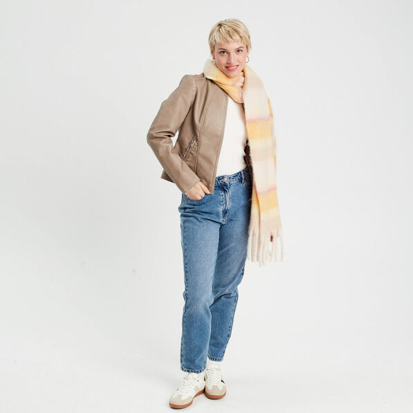 Veste ajustée simili cuir sable femme