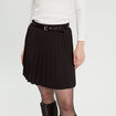 Jupe évasée plissée ceinturée noir femme