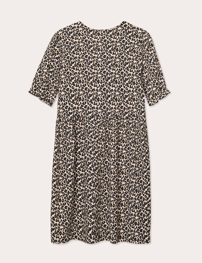 Robe évasée manches courtes sable femme