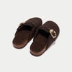Chaussons sabot marron fonc&eacute; femme