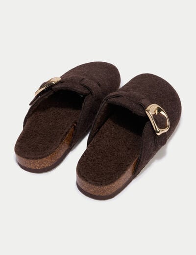 Chaussons sabot marron fonc&eacute; femme