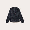 Chemise col v manches longues noir femme