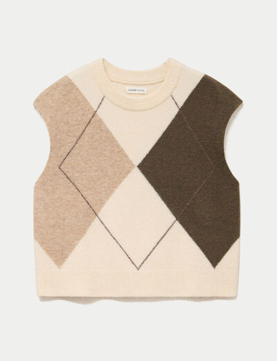 Pull sans manches ecru femme